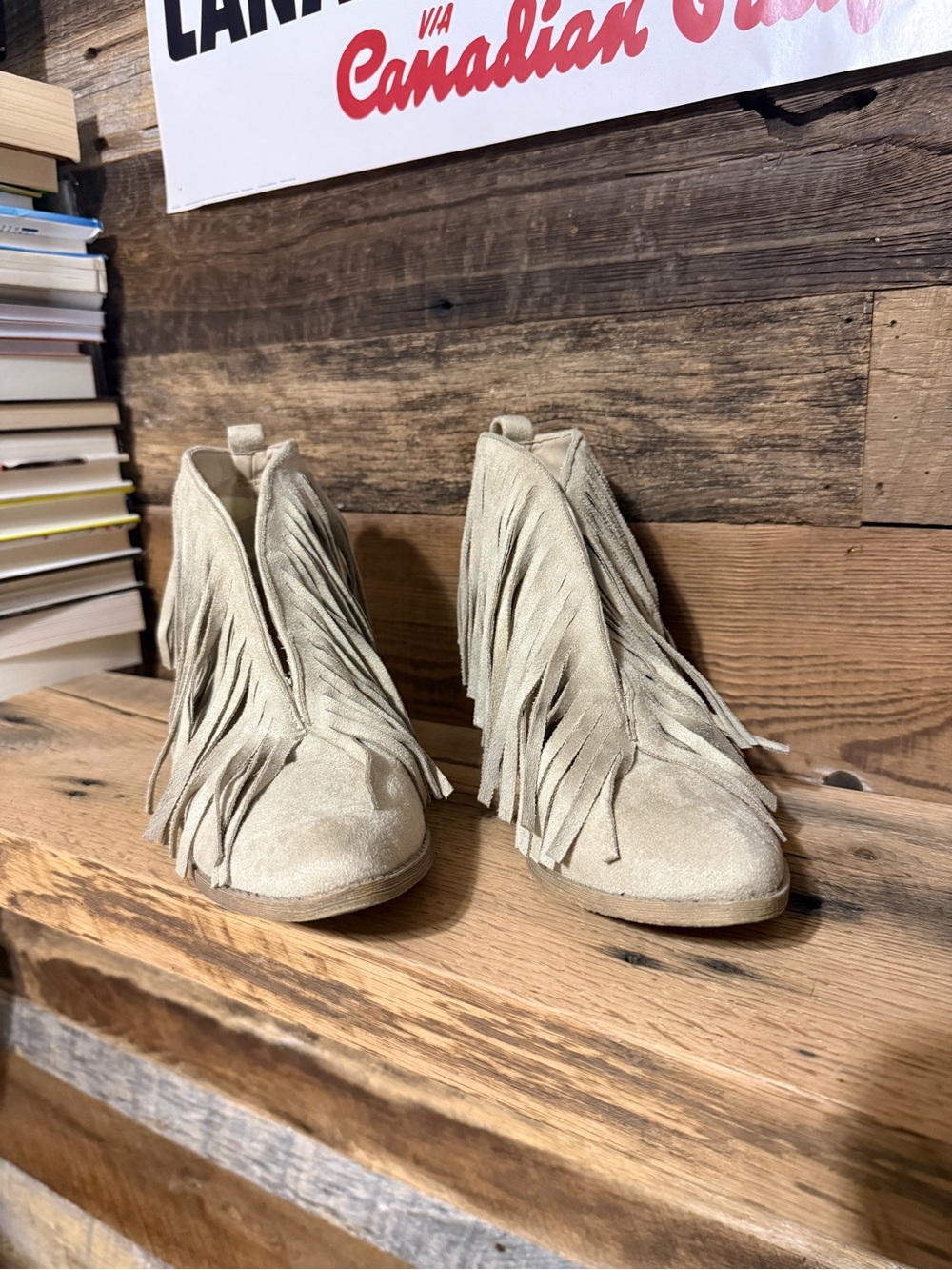 Coconuts by Matisse Beige Suede Fringe Ankle Booties